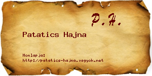 Patatics Hajna névjegykártya